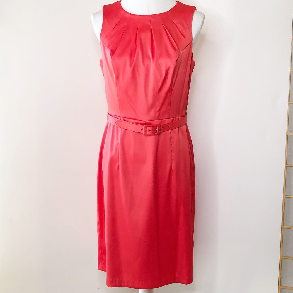 Dress Barn Dress Size 10 Cocktail Coral Formal Wedding Sleeveless High Neck